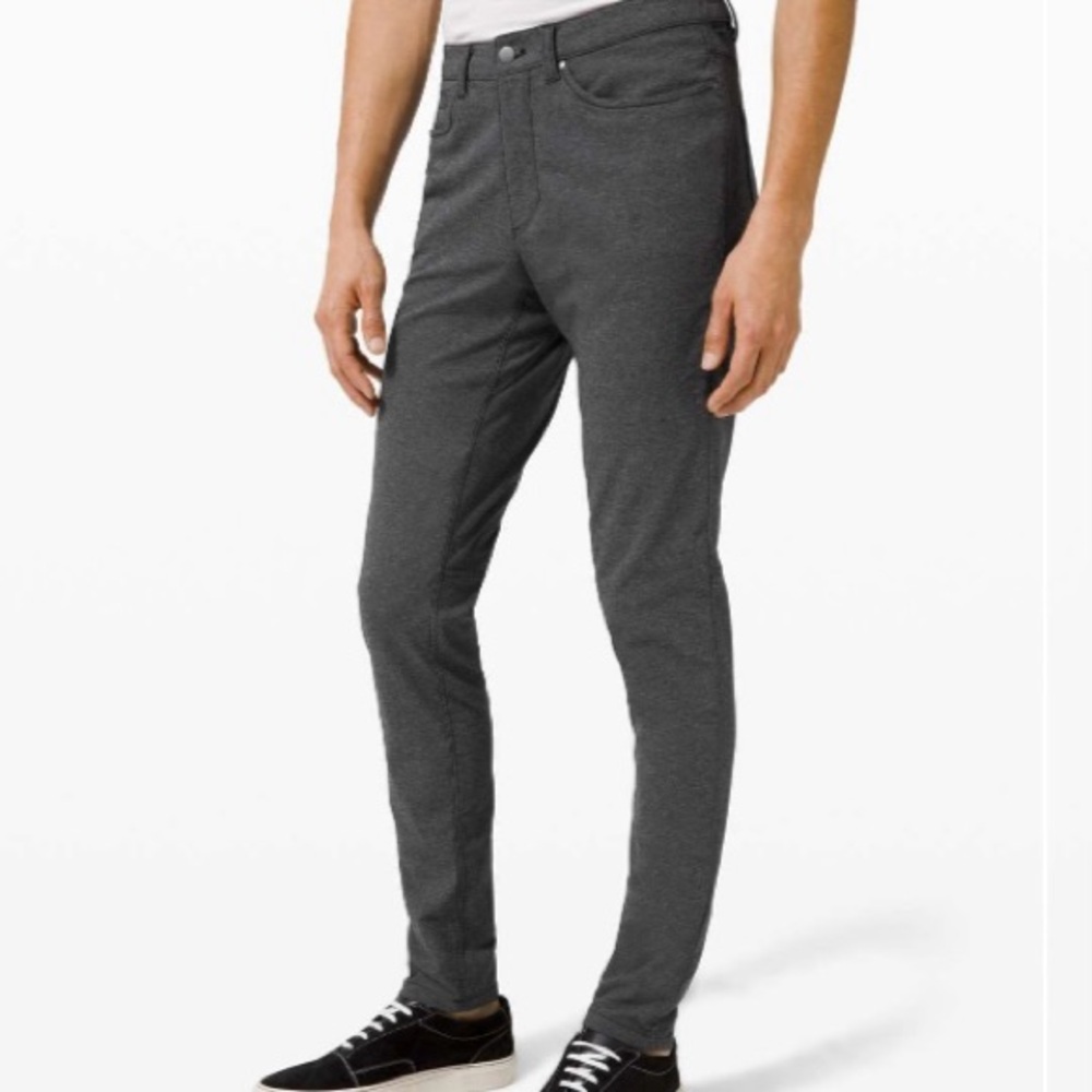 Lululemon ABC Pant Skinny Tech Canvas Heathered Black (Grey) Sz 31